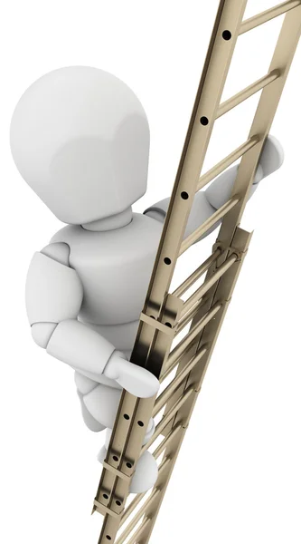 Человек поднимается по лестнице, чтобы достичь успеха — стоковое фото