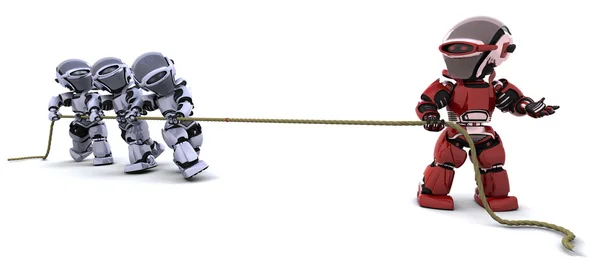 Robots tirando de una cuerda — Foto de Stock