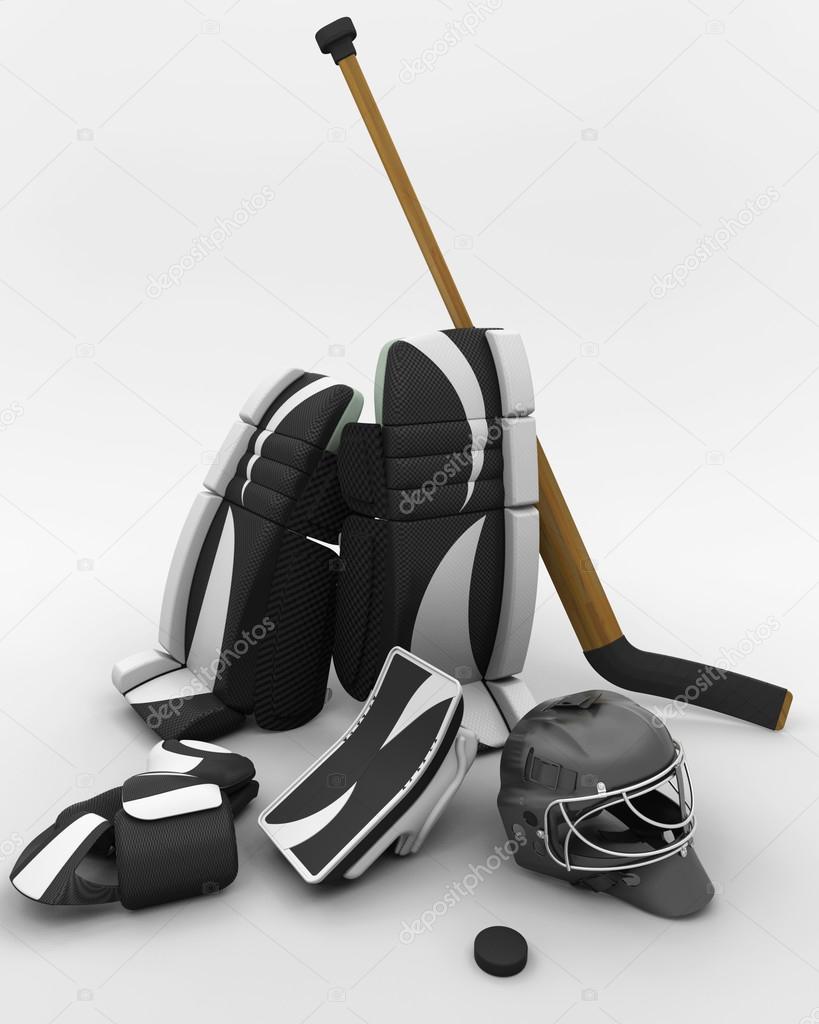 Ice hockey goalie equipment — Stock Photo © kjpargeter 37377151