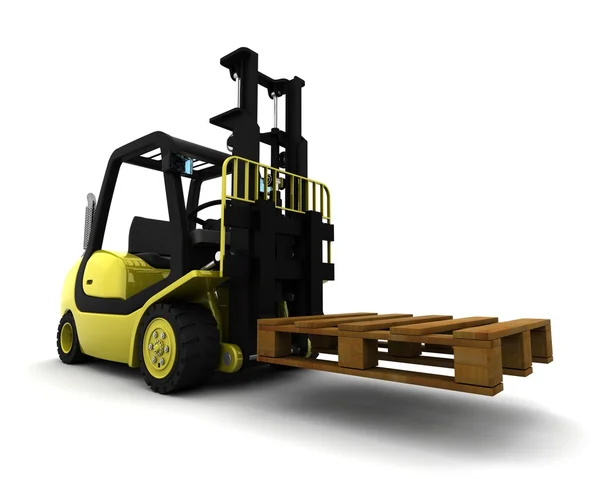 Yellow Fork Lift Truck Isolated on White — Stock Photo, Image