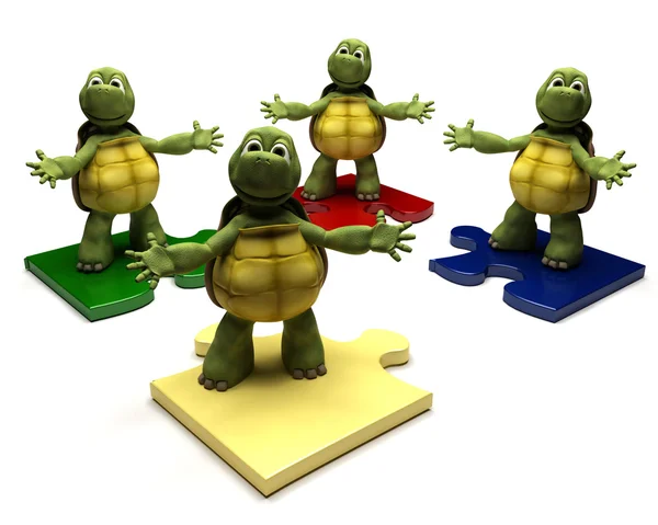 Schildpadden op puzzel stukjes — Stockfoto