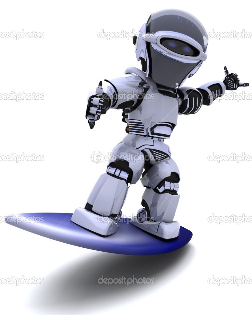 Robot with snowboard