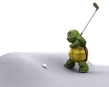 Golf oynarken kaplumbağa