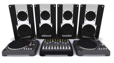 dj karıştırma Resepsiyon turntable ve hoparlörler