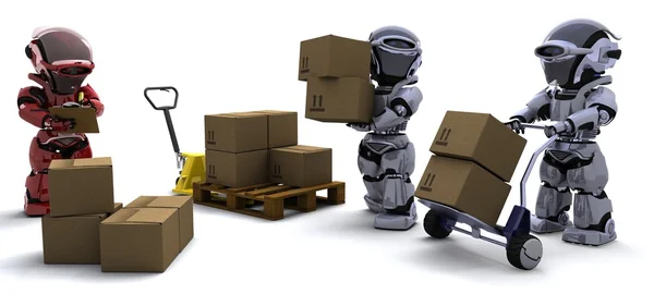 Robot con cajas de envío —  Fotos de Stock