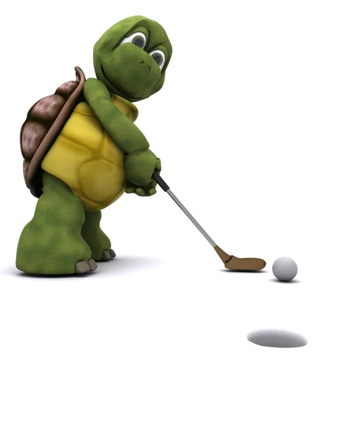 Tortoise Playing golf — Stock Photo, Image