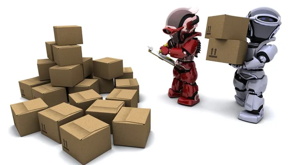 Robot with Shipping Boxes — Stock Photo, Image