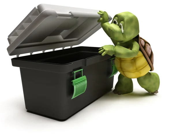 Tortuga con caja de herramientas — Foto de Stock