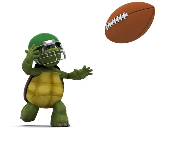 Tortoise throwing an american football — Stock Photo, Image