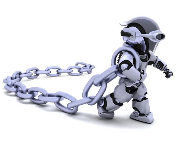 Robot bir zincir holding — Stok fotoğraf