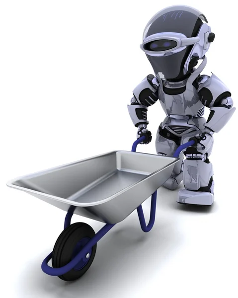 Robot met een wiel barrow — Stockfoto