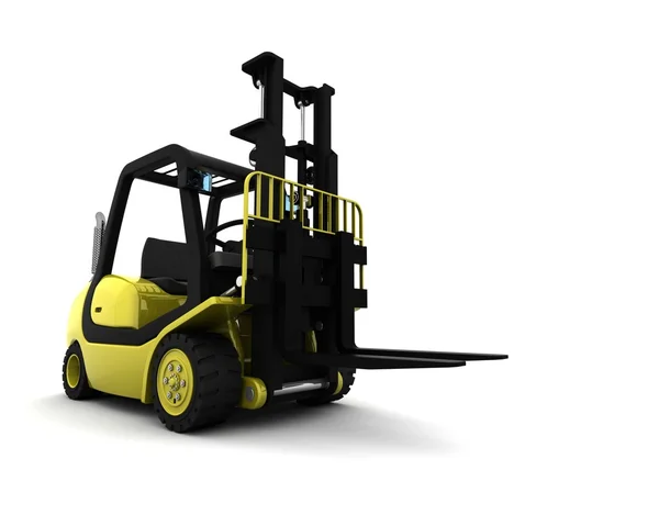 Κίτρινο fork lift φορτηγό απομονωθεί σε λευκό — Φωτογραφία Αρχείου