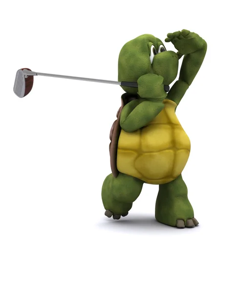 Sköldpadda spela golf — Stockfoto