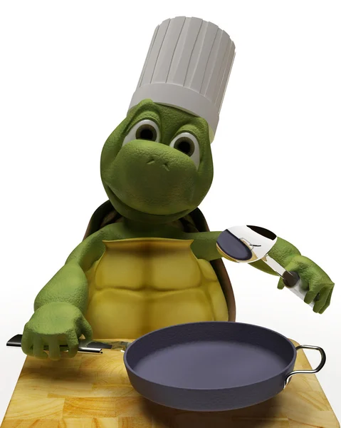 Sköldpadda karikatyr som kock — Stockfoto