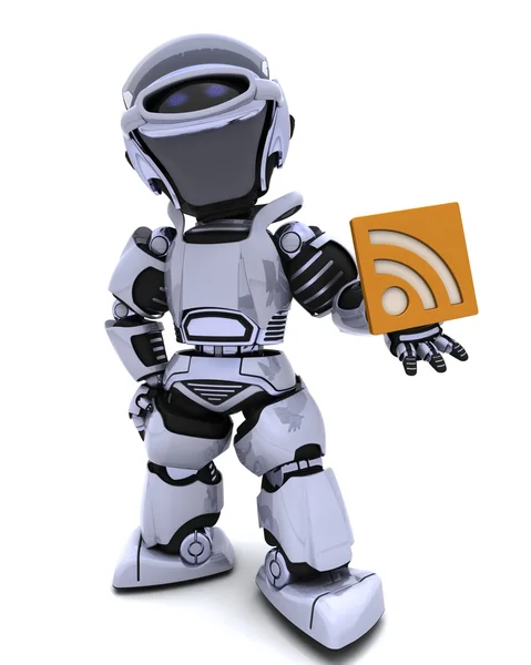 Ρομπότ με σύμβολο rss — Φωτογραφία Αρχείου