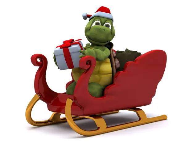 Personnage de Père Noël tortue — Photo