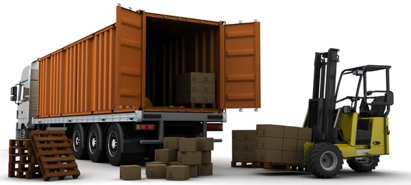 Vracht container leveringsvoertuig — Stockfoto