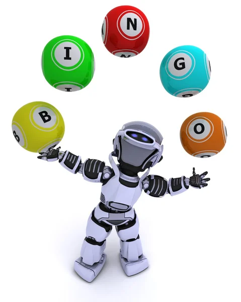 Bingo topları ile robot — Stok fotoğraf