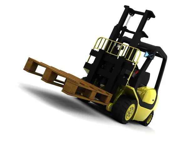 Κίτρινο fork lift φορτηγό απομονωθεί σε λευκό — Φωτογραφία Αρχείου