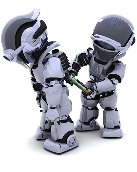 Robot replacing battery pack — Stock Photo, Image