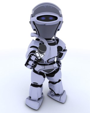 Robot gazetecilere mikrofon ile