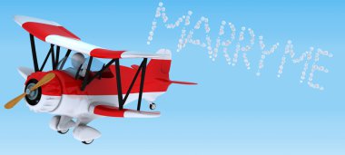 Man sky writing in a biplane clipart