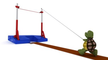 tortoise competing in pole vault clipart