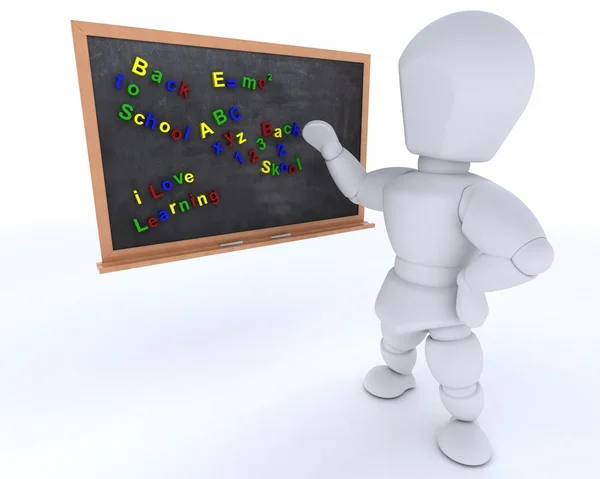 Man with school chalk board back to school — Stock Photo, Image