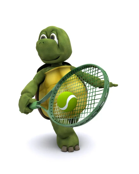 Schildkröte spielt Tennis — Stockfoto