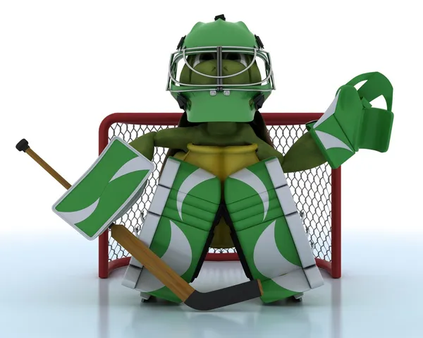 Schildkröte spielt Eishockey — Stockfoto