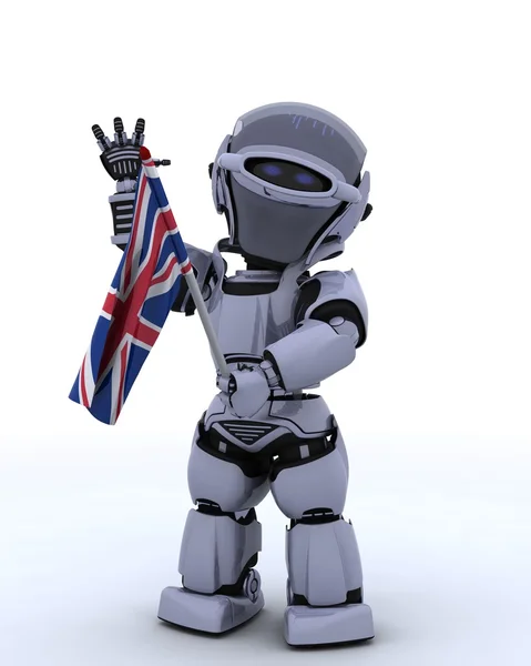 Robot met Unie jack vlag — Stockfoto