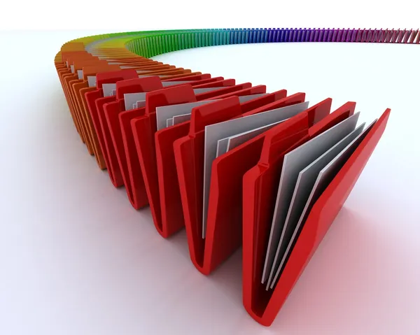 O linie de foldere colorate — Fotografie, imagine de stoc