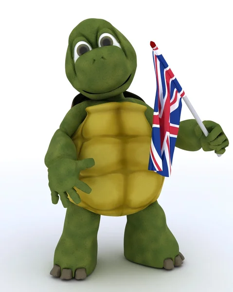 Schildkröte mit Union Jack Flagge — Stockfoto