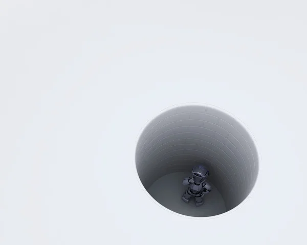 Robot coincé dans une métaphore de trou — Photo