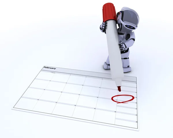 Robot med en kalender — Stockfoto