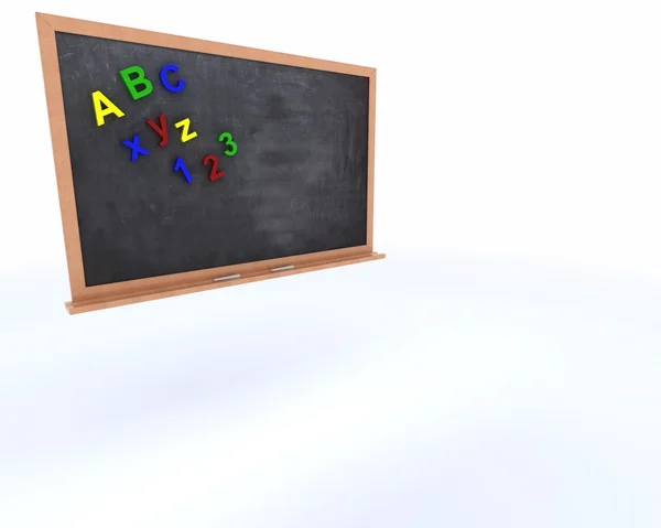 Chalkboard with magnetic letters — Stock Photo, Image