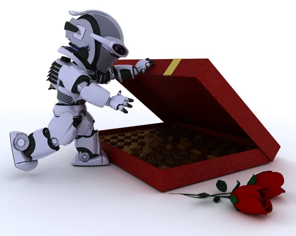 Robot con regalo romantico — Foto Stock