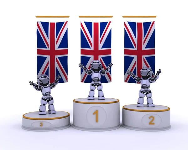 Robots en un podio de campeonato —  Fotos de Stock