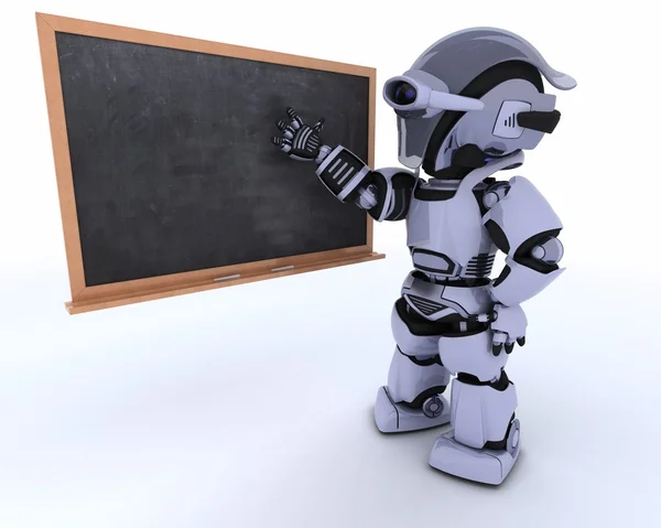 Robot with school chalk board back to school — Stock Photo, Image