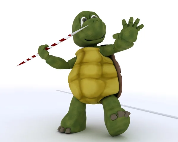 Tortoise competing in javelin — Stock Photo, Image