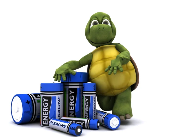 Черепаха с батарейками — стоковое фото
