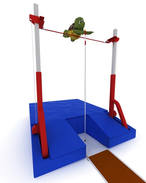 Tortoise competing in pole vault — Stock Photo, Image