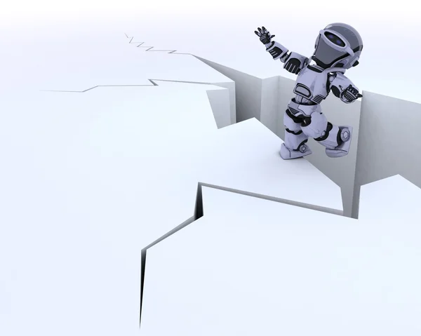 Robot on a cliff edge — Stock Photo, Image