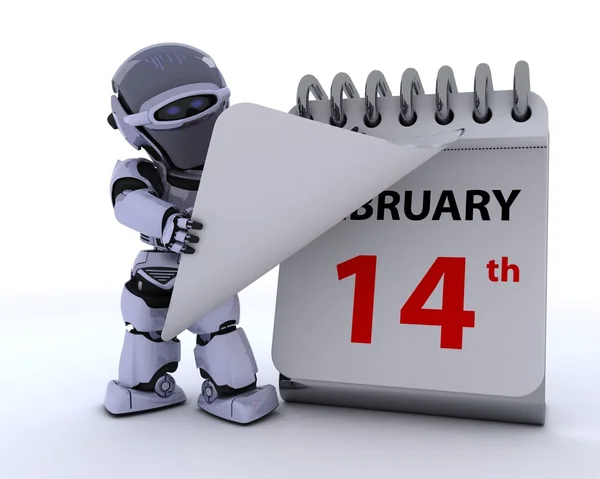 Robot with a calender — Stock Photo, Image