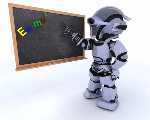 Robot with school chalk board — Stock Photo, Image