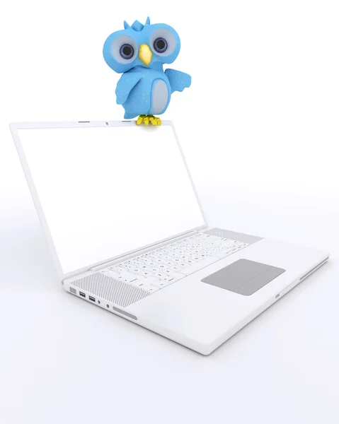 Aranyos kék madár karakter — Stock Fotó