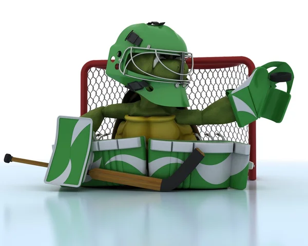 Черепаха играет в хоккей — стоковое фото