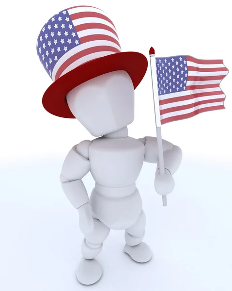 Uomo con bandiera americana — Foto Stock