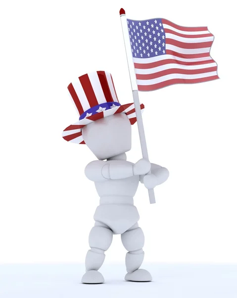 Uomo con bandiera americana — Foto Stock