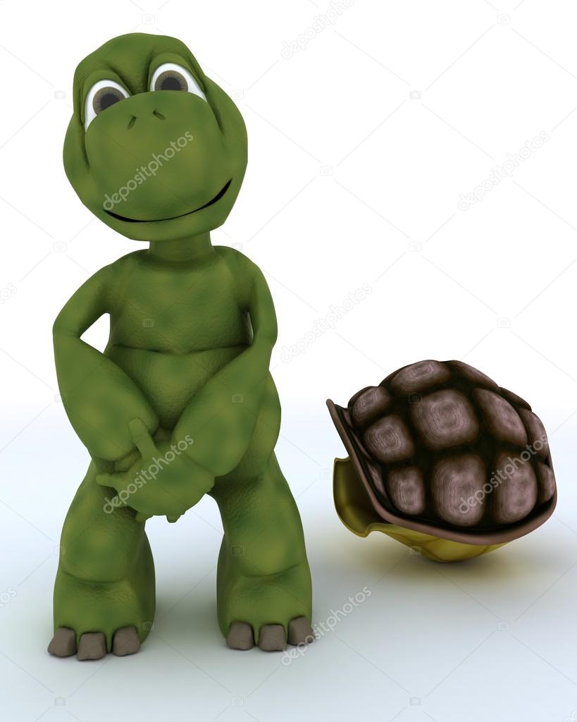 Tortoise caricature out of their shell